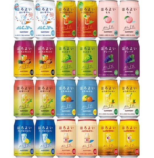 산토리 호로요이 12종 혼합 24캔 세트 (350ml × 24개입) 무료배송 – 일본 국민 저도주, 가장 인기 있는 12가지 맛을 한 번에