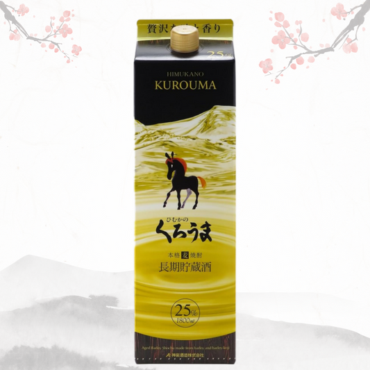 쿠로우마 (히무카노) 오크통 장기 숙성 냉각 여과  고급 프리미엄 보리 소주 25도 1.8L 종이팩 무료배송