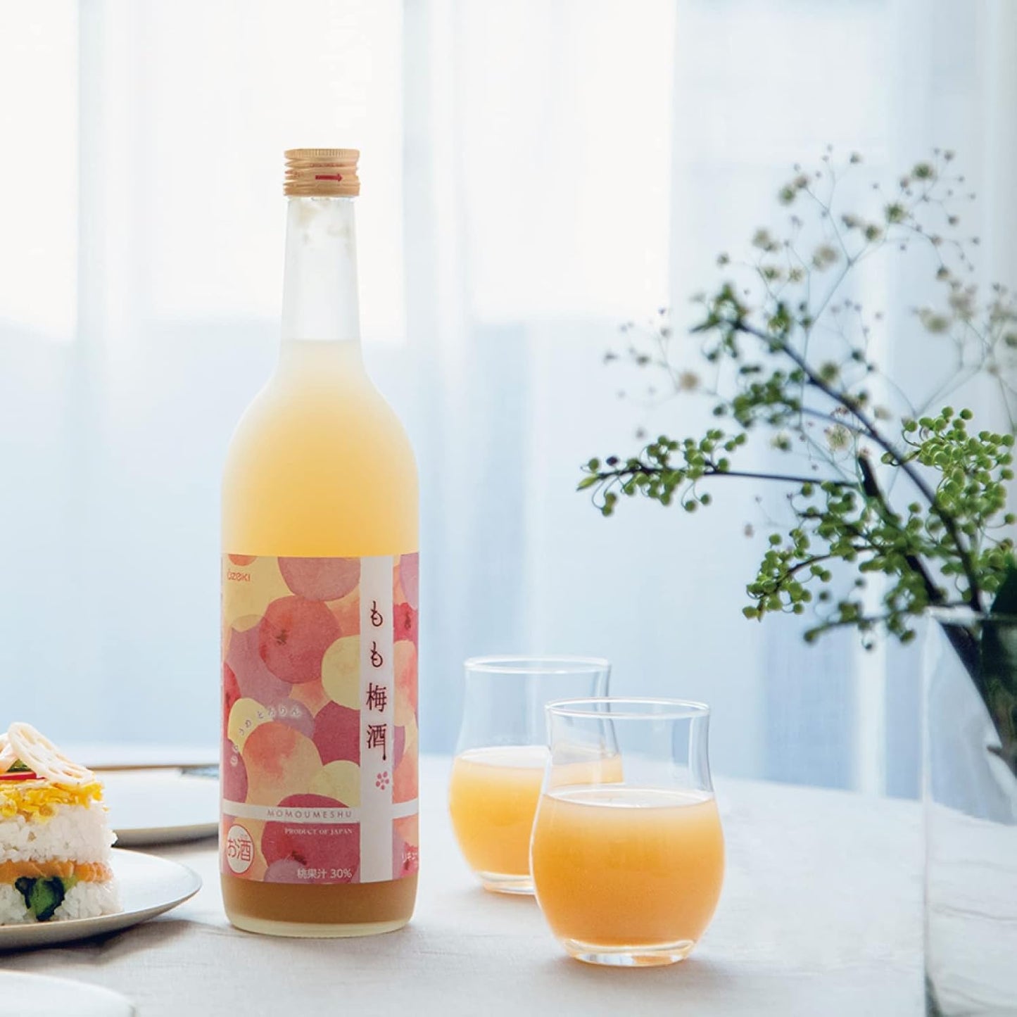 오제키 모모 매실주 720ml 8.5% 무료배송 – 백봉 복숭아와 남고매의 우아한 과즙 조화