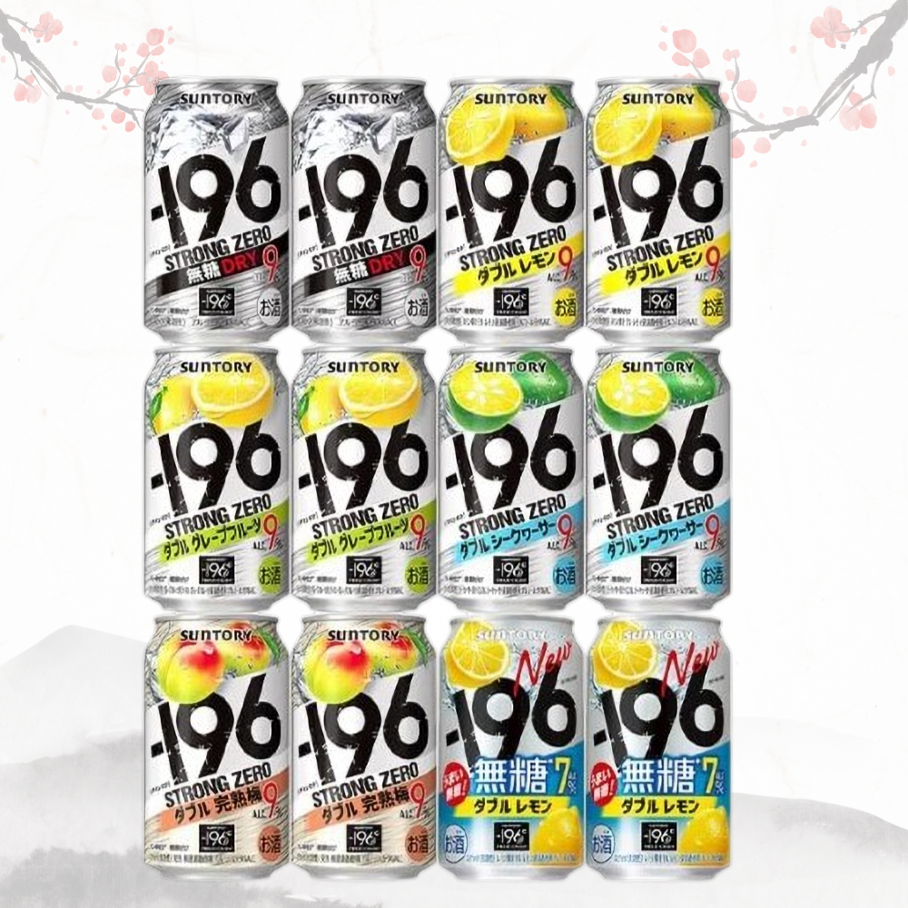 산토리 -196℃ 스트롱제로 6종 혼합 12캔 세트 (350ml × 12개입) 무료배송 – 강한 탄산과 과일향, 일본 국민 츄하이의 베스트 조합