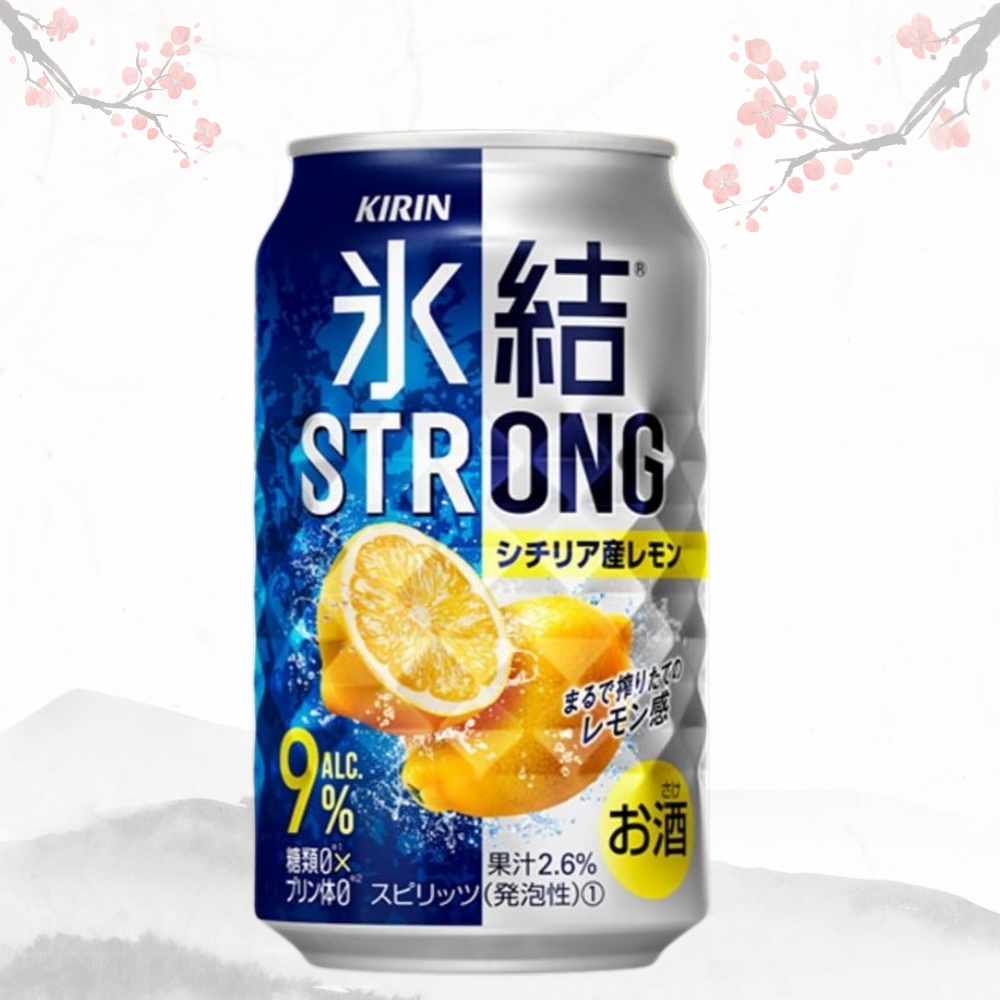 [기린 빙결] 스트롱 레몬 츄하이 9% 350ml × 24캔 무료배송 – 짜릿하게 강렬한 어른의 레몬사와