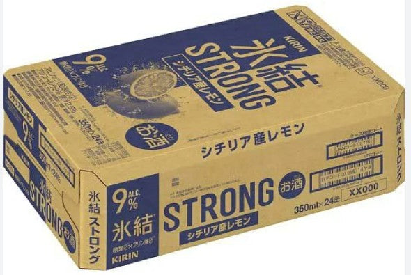 [기린 빙결] 스트롱 레몬 츄하이 9% 350ml × 24캔 무료배송 – 짜릿하게 강렬한 어른의 레몬사와