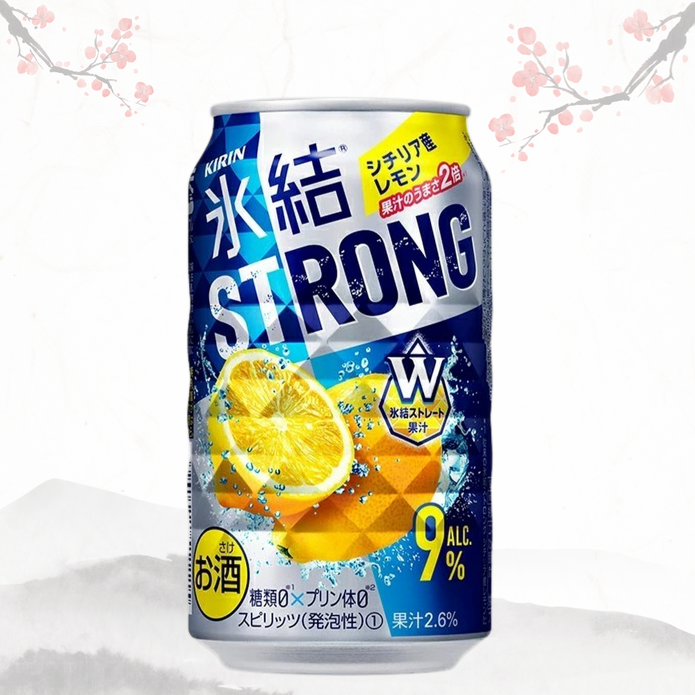 기린 빙결 스트롱 W '당류 제로' 레몬 9도 350ml × 24캔 무료배송 - 2배의 농축, 당류 0g, 어른들의 특별한 사와
